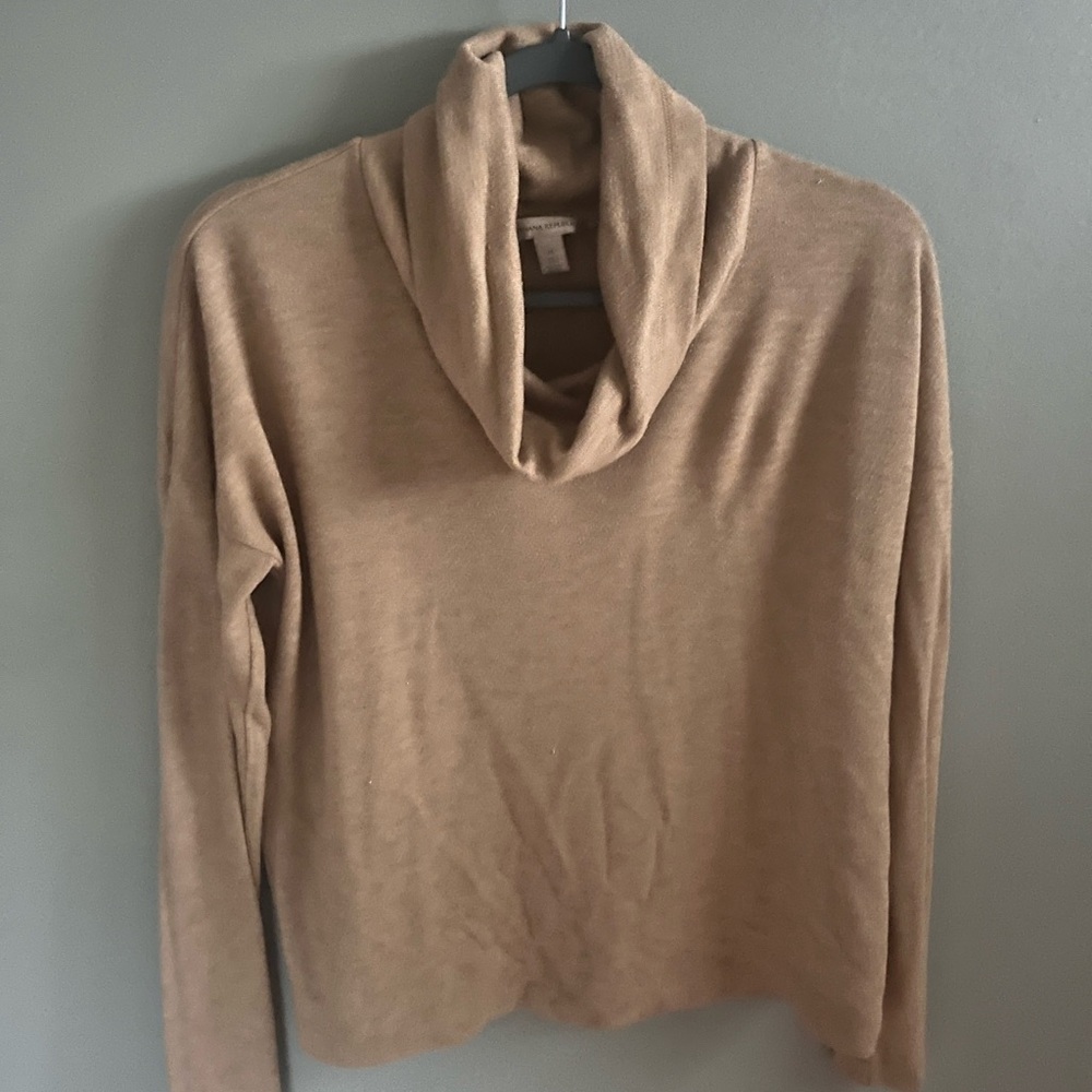 Banana Republic Tan Cowl Neck Sweater Soft Knit Pullover
